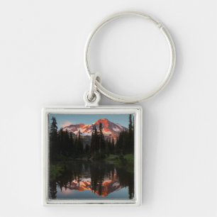 USA, Washington State. Mt. Rainier Reflected Key Ring