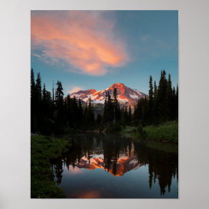 USA, Washington State. Mt. Rainier Reflected Poster