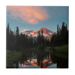 USA, Washington State. Mt. Rainier Reflected Tile