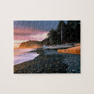 USA, Washington State, Olympic NP. Waves lap the Jigsaw Puzzle