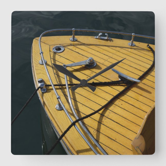 USA, Washington State, Port Townsend. Wood bow Square Wall Clock (Front)