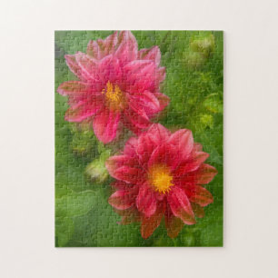 USA, Washington, Whidbey Island. Dahlia montage Jigsaw Puzzle