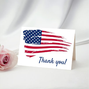 USA Watercolor American Flag Military Patriotic Thank You Card