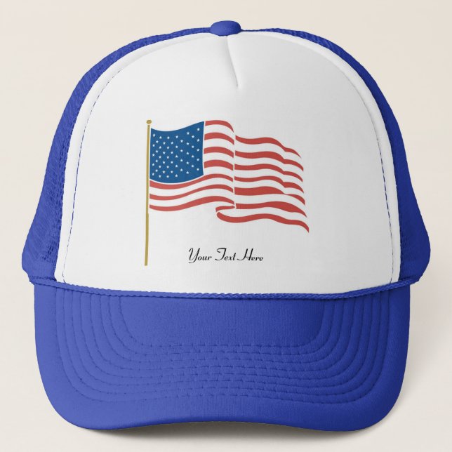 USA-Waving Flag Trucker Hat (Front)