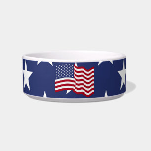 USA Waving Flag With White Stars On Blue Backgroun Bowl