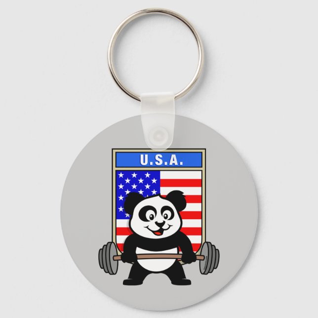 USA Weightlifting Panda Key Ring (Front)