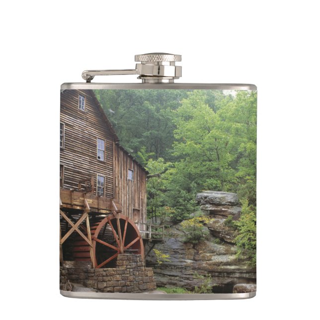 USA, West Virginia, Babcock SP. Rustic Glade Hip Flask (Front)