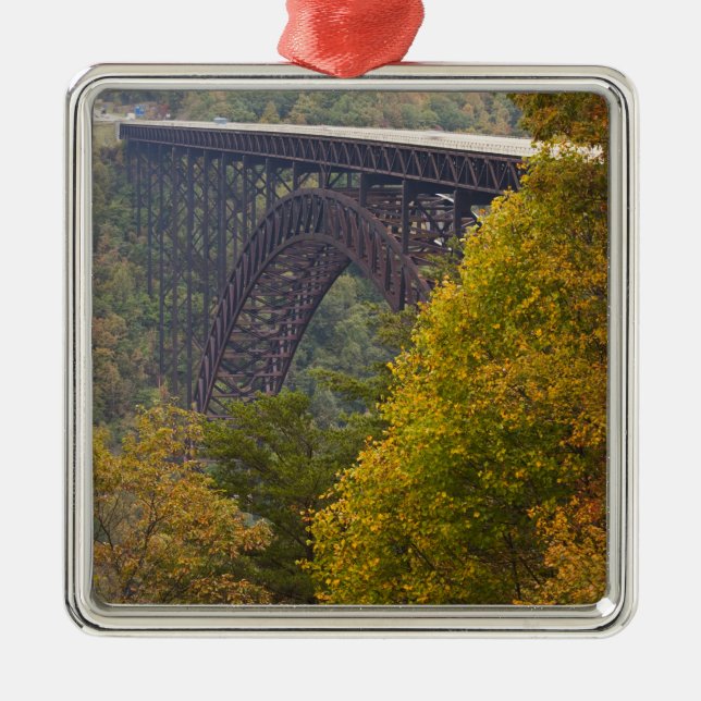 USA, West Virginia, Fayetteville. New River Metal Tree Decoration (Front)