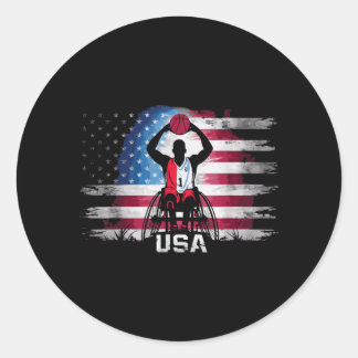 Usa Wheelchair Basball Classic Round Sticker
