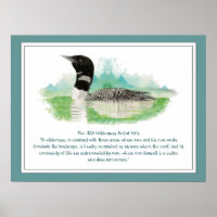 USA Wilderness Act Quote, Watercolor Loon