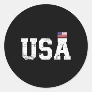 Usa With American Flag For Independence Day On 4th Classic Round Sticker