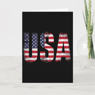 Usa With American Flag For Patriotic Independence Card