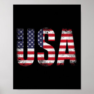 Usa With American Flag For Patriotic Independence Poster
