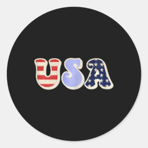 Usa With American Flag For Teen Girls Women Adult Classic Round Sticker