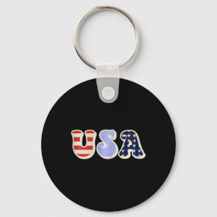 Usa With American Flag For Teen Girls Women Adult Key Ring