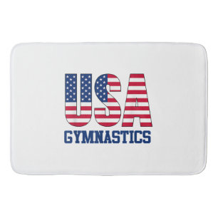 USA with American Flag Gymnastics Sports Bath Mat