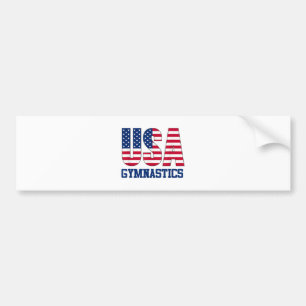 USA with American Flag Gymnastics Sports Bumper Sticker