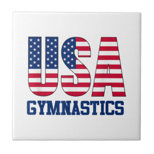 USA with American Flag Gymnastics Sports Ceramic Tile