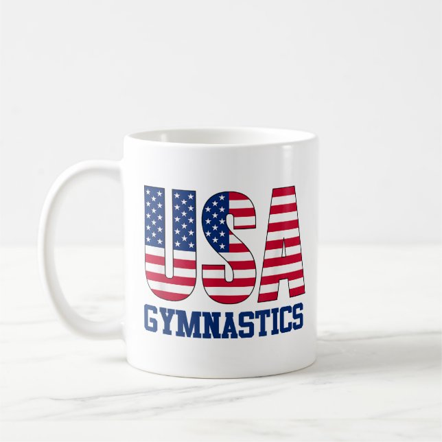 USA with American Flag Gymnastics Sports Coffee Mug (Left)