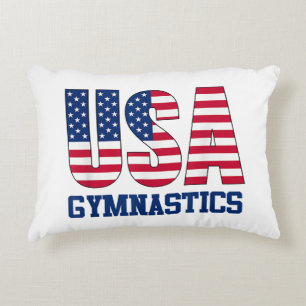 USA with American Flag Gymnastics Sports Decorative Cushion