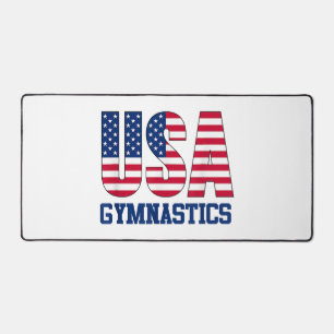 USA with American Flag Gymnastics Sports Desk Mat
