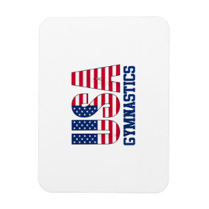 USA with American Flag Gymnastics Sports Magnet