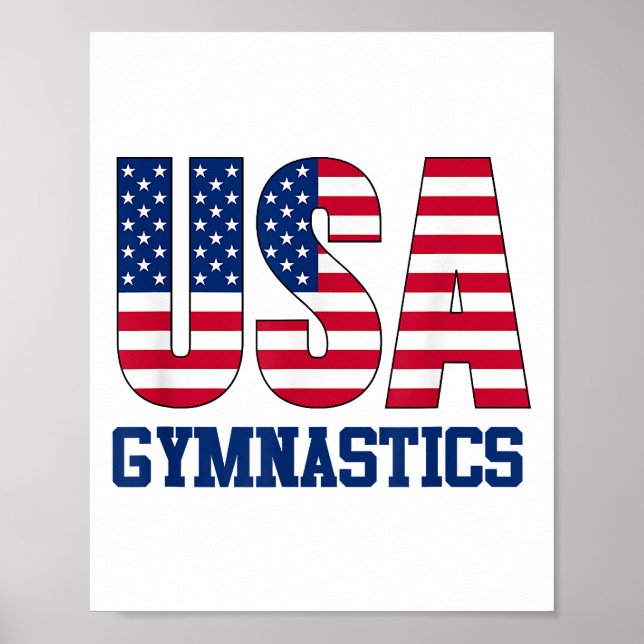 USA with American Flag Gymnastics Sports Poster (Front)