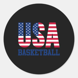 Usa With American Flag Sketll Sports Women Kids Me Classic Round Sticker