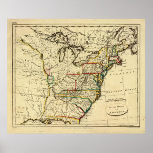 USA with boundaries outlined Poster