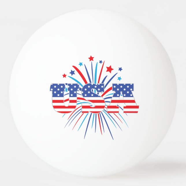 USA with red white and blue fireworks Ping Pong Ball (Front)