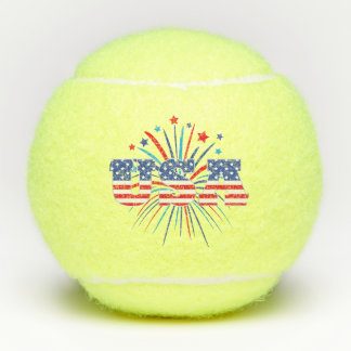 USA with red white and blue fireworks Tennis Balls