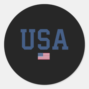 Usa Women Men Kids American Flag Patriotic 4th Of Classic Round Sticker