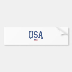 USA Women Men Kids Patriotic American Flag Distres Bumper Sticker