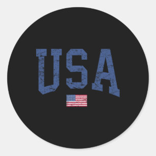 Usa Women Men Kids Patriotic American Flag Distres Classic Round Sticker