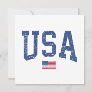 USA Women Men Kids Patriotic American Flag Distres Invitation