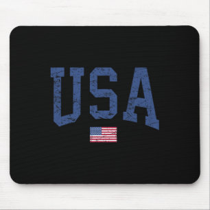 Usa Women Men Kids Patriotic American Flag Distres Mouse Pad