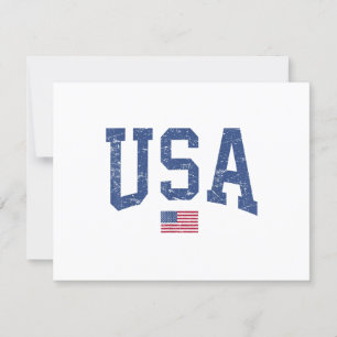 USA Women Men Kids Patriotic American Flag Distres RSVP Card