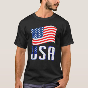 Usa  Women Men Kids Patriotic American Flag July 4 T-Shirt