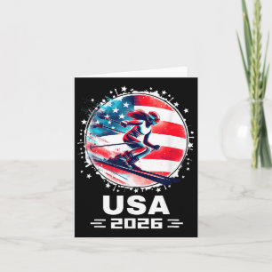 Usa Women United States American Flag Ski Skiing U Card