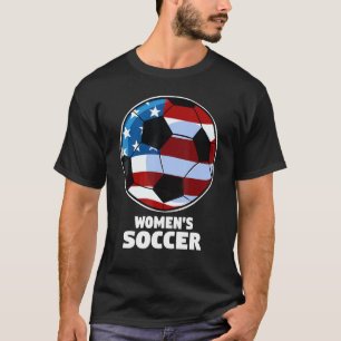 Usa Womens Futbol Soccer Ball American Flag T-Shirt