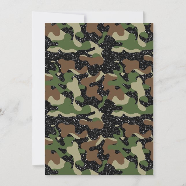 USA Woodland Camo Camouflage Army sparkle colour Invitation (Front)