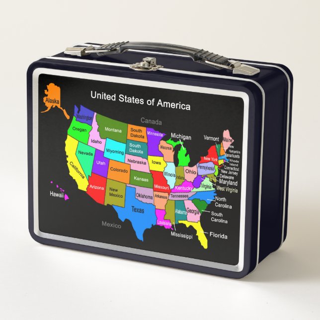 USA & World Map  Metal Lunch Box (Front)