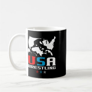Usa Wrestling Independence Day American Flag Wrest Coffee Mug