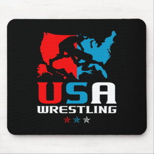 Usa Wrestling Independence Day American Flag Wrest Mouse Pad