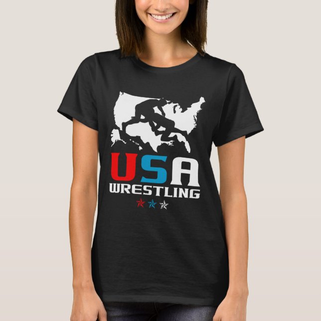 Usa Wrestling Independence Day American Flag Wrest T-Shirt (Front)