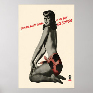 USA WWII Pin-Up Girl Poster, Buy GI Bonds, Vintage Poster
