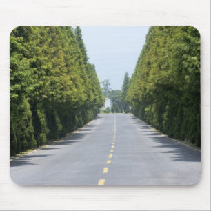 USA, Yellowstone National Park, Treelined road Mouse Pad