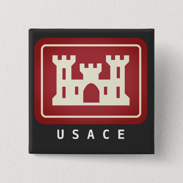 USACE Logo & Text 15 Cm Square Badge (Front)