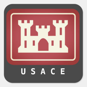 USACE Logo & Text Square Sticker
