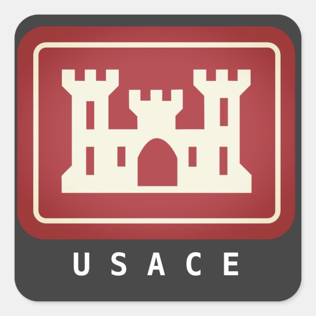 USACE Logo & Text Square Sticker (Front)